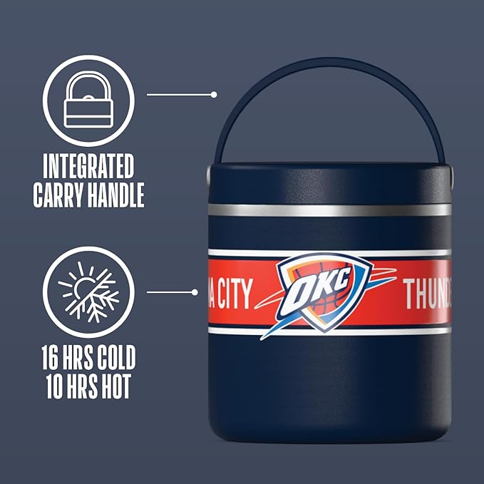 Hydrapeak x NBA Officially Licensed Oklahoma City Thunder 25oz Stainless Steel Vacuum Insulated Thermos Food Jar with Handle, Wide Mouth Leak-Proof Soup Thermos for Adults, 10 Hours Hot & 16 Hrs Cold