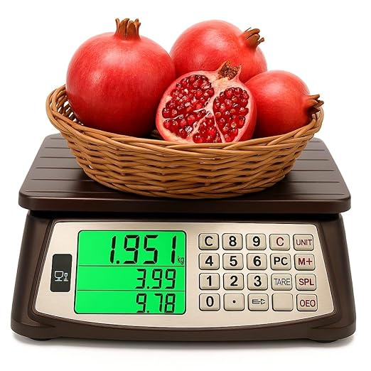Price Computing Scale Commercial Counting Function Digital Food Scale Industrial Kitchen Waterproof Platform Stainless Steel Keys Rechargeable Portable Meat Produce Grocery Farmers Market Deli