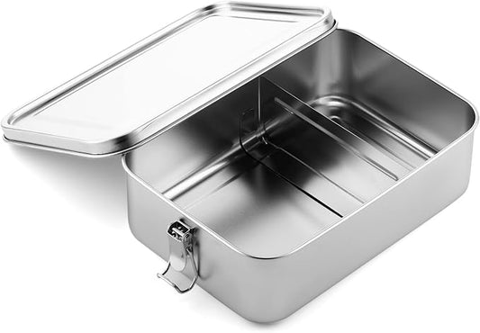 Umigy 1 Pcs Stainless Steel Food Containers Metal Bento Lunch Box Stainless Steel Food Storage Containers, Lockable Clips to Leak Proof, Reusable Dishwasher Snack Boxes for Work, Picnic (2400ml)