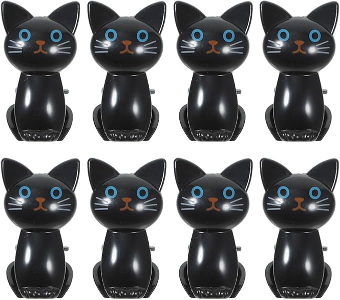BESTonZON Potato Chip Bag Clips, 8PCS Cat-Shaped Bag Clips, Kitchen Food Bag Clips for Airtight Seal Multipurpose Clips, Paper Clips Cute Cat Clips for Kitchen Organization and Home Use (Black)