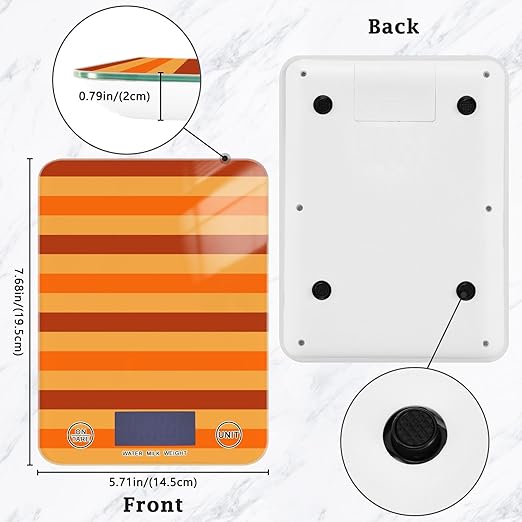 Food Scale Kitchen Scale for Baking Cooking Digital Food Weighing Measuring Scale Small Waterproof Electric Food Scale Fall Striped Orange
