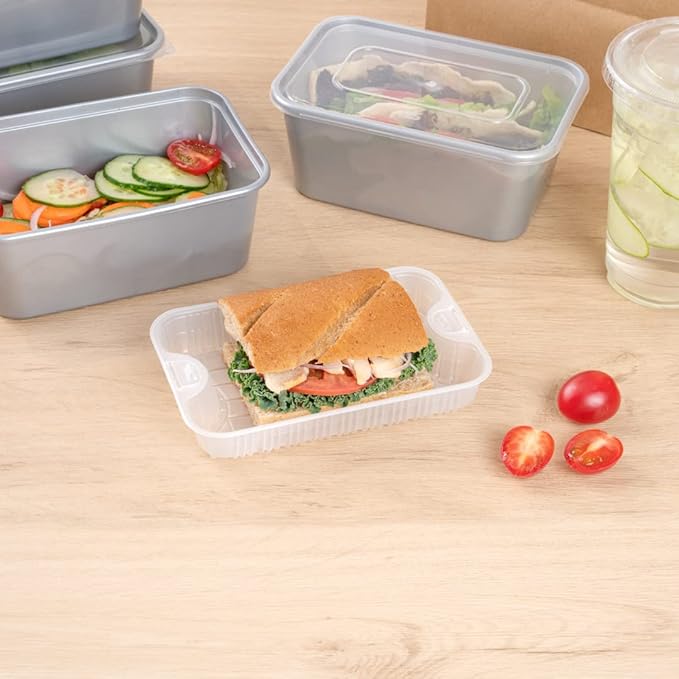 Restaurantware TRAYS ONLY: Futura 10 Ounce Trays For Meal Prep Containers 100 Microwavable Trays For 32 Or 37 Ounce Containers - Containers Sold Separately 1 Compartment White Plastic Food Trays