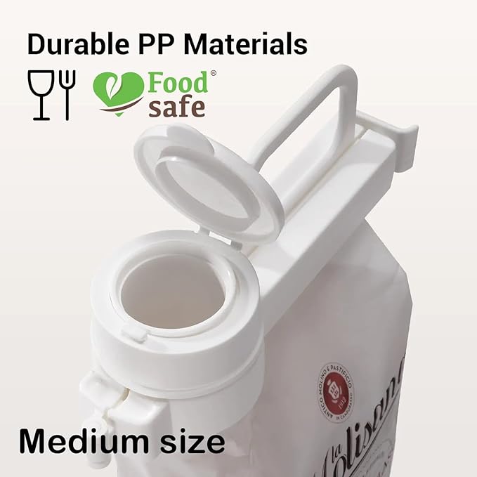 Food Bag Sealing Clips with Pour Spout - 3 Pack Airtight Storage Clamps for Cereal/Dog Food/Flour/Snacks, Reusable Bag Sealers for Pantry & Kitchen (S/M/L)