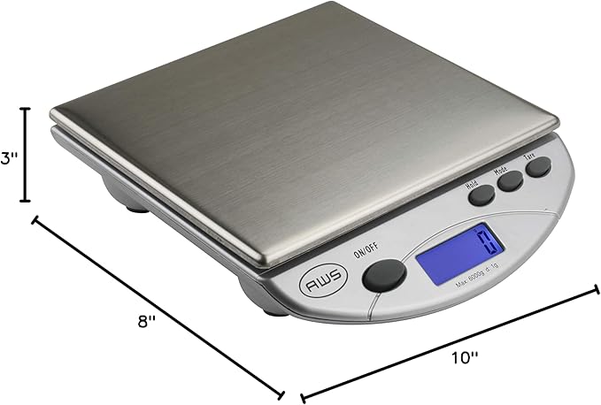 American Weigh Scales SL Series Precision Multifunction Scale, LCD Screen, Stainless Steel, 13lb x 0.1oz (AMW-13-SL)