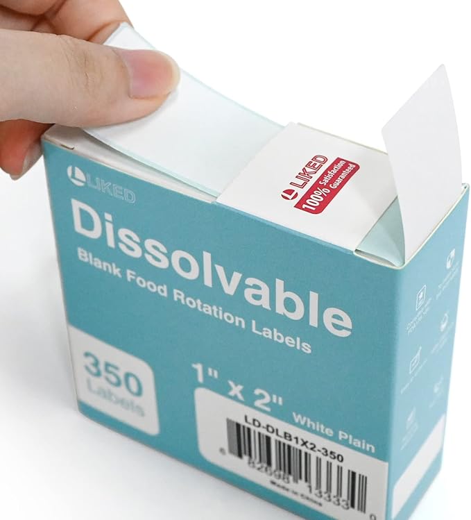 L LIKED Dissolvable Food Labels - 700 Pcs 1x2 Inch Washable Stickers for Fridge, Freezer & Dishwasher | No Residue, Easy Date Tracking for Meal Prep, Canning & Pantry Organization | Blue