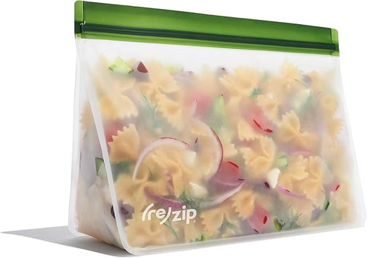 (re) zip Stand-Up Half Gallon (2 Quart) Reusable Food Storage Bag | BPA-Free, Food Grade, Leakproof, Freezer, and Dishwasher Safe | Pine