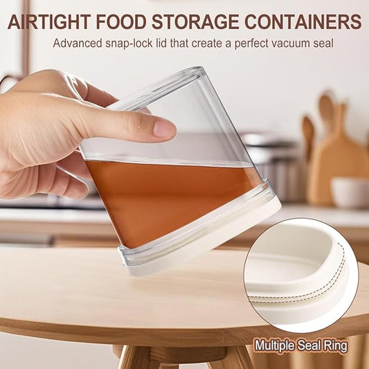 12-Piece Airtight Food Storage Containers Set – 6x 230ML, 5x 390ML & 1x 880ML BPA-FREE Plastic Kitchen Canisters with Lids for Dry Food, Snacks, Spices, Pantry Organization (White)