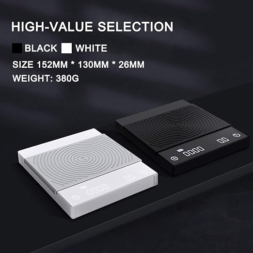 TIMEMORE Coffee Gram Scale, Hand Drip,Espresso Coffee Scale,Weigh Digital Coffee Scale with Timer,2000 Grams(White)