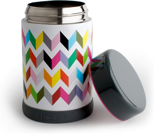 French Bull Stainless Steel Leak Proof Hot Lunch Thermos Vacuum Insulated Food Soup Jar Container, Easy Grip Lid, 16oz, Ziggy (71135)
