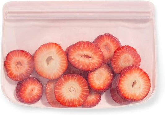 W&P Porter Silicone Reusable Storage Bag, Sandwich (10oz Flat), Blush, Food Storage Container, Microwave and Dishwasher Safe, Easy Cleaning