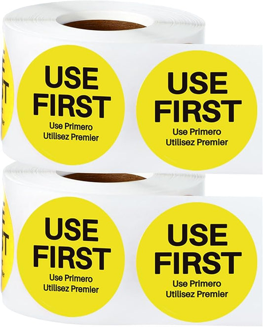 Epakh 1000 Pcs 2 Inch Use First Stickers Food Service Inventory Control Labels for Restaurant Permanent Adhesive Food Labels Circle Dot Paper(Yellow)
