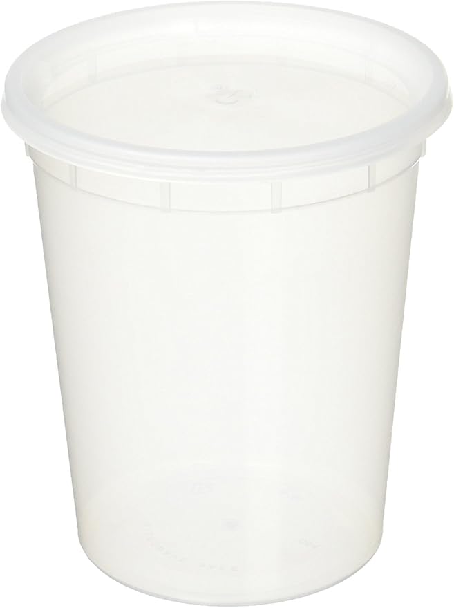 YW 5937 50 Sets 32oz Plastic Soup/Food Container with lids, Original version, Clear
