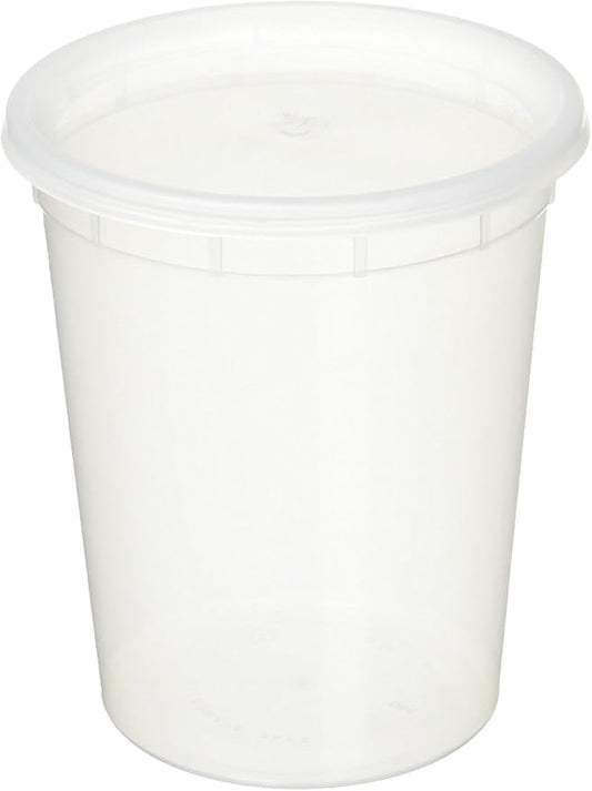YW 5937 50 Sets 32oz Plastic Soup/Food Container with lids, Original version, Clear