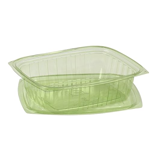 ECO PRODUCTS Compostable 24oz Rectangular Deli Containers With Lids, Pack of 50, Veridian Clear Green Meal Prep, Made from PLA, A Renewable Material Made from Plants, One Lid Fits All