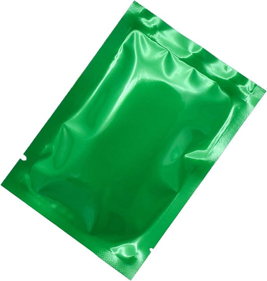 QQ Studio 100 PCS Metallic Mylar Foil Open Top Sealable Bags (9x13cm(3.5x5.1"), 100x Dark Green)