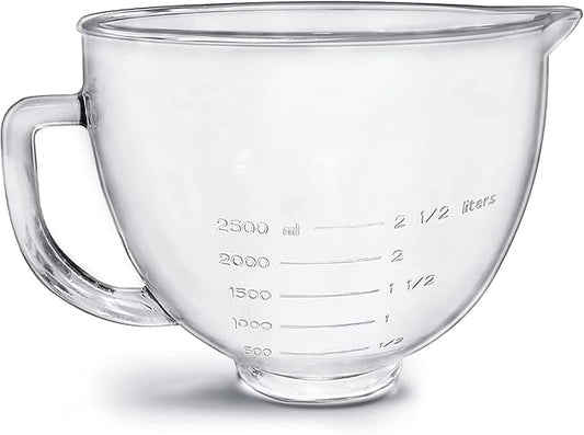 Tilt-Head Stand Mixer Glass Bowl, 5 QT,Compatible with Kitchenaid Artisan 5KSM125, 5KSM150, 5KSM175, 5KSM7580, KSM150, RRK150,K45, K45SS, KSM75, KSM90, KSM95,Classic without Lid
