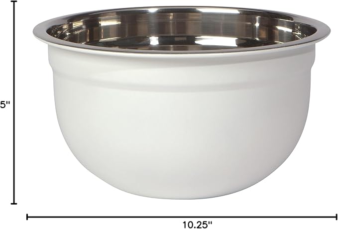 Now Designs Matte Coated Steel Mixing Bowls, White, 5 qt, 3 qt, 1.5qt, Set of 3