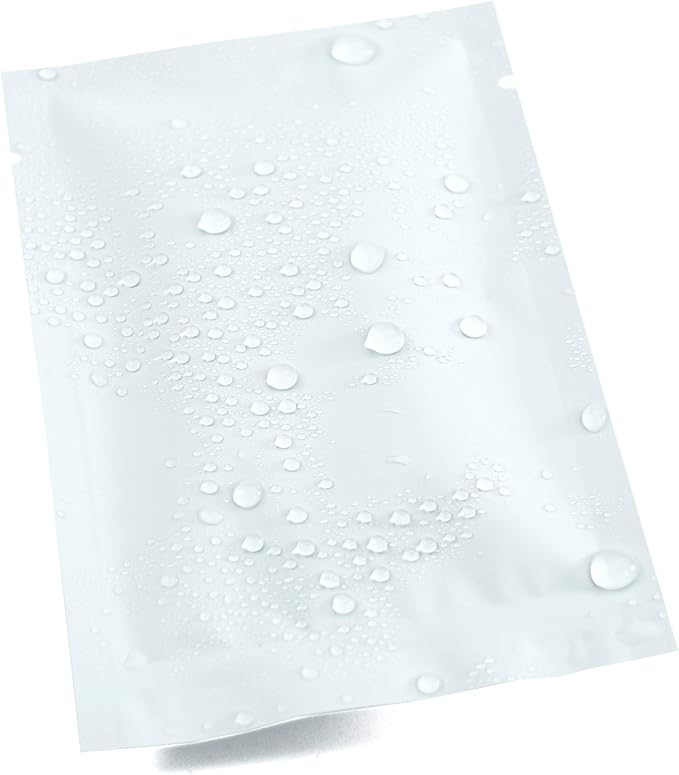 QQ Studio 100 PCS Metallic Mylar Foil Open Top Sealable Bags (8x12cm(3.1x4.7"), 100x White)