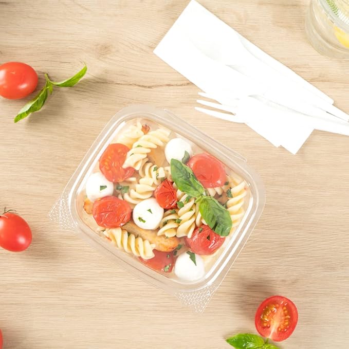 Restaurantware Thermo Tek 16 Ounce Deli Food Containers 100 Anti-Fog Hinged Lid Containers - Freezable Rectangle Clear Plastic To Go Food Containers Disposable
