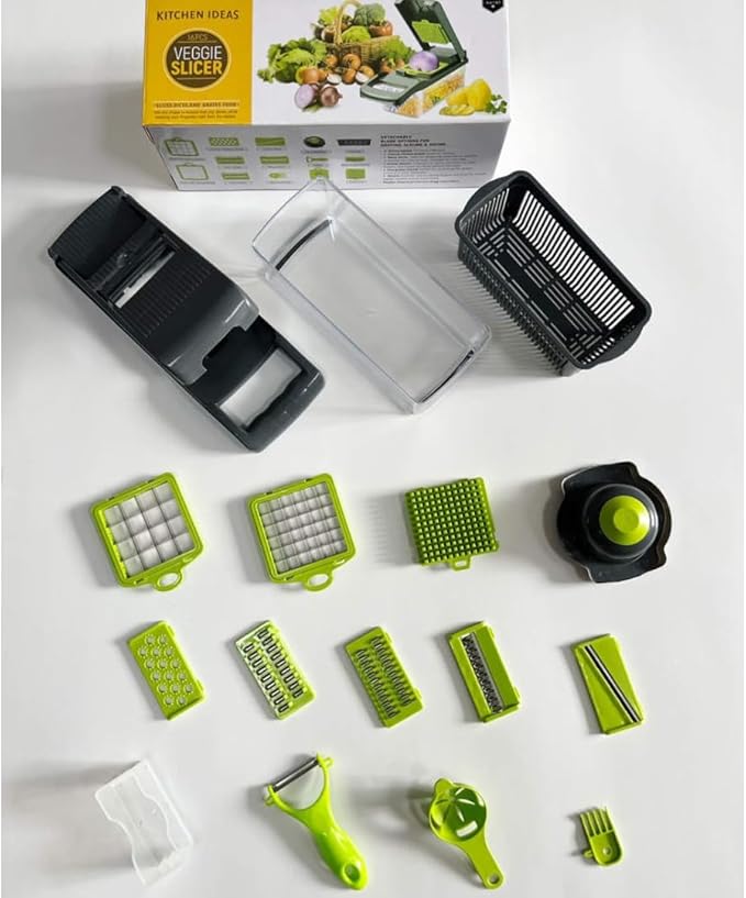 Vegetable Chopper, Vegetable Cutter, Onion Mandolin Slicer,16 in 1 Kitchen Food Slicer, Dicer Cutter, Vegetable Slicer, Vegetable cutter, Food chopper with container, Food dicer, Kitchen chopper