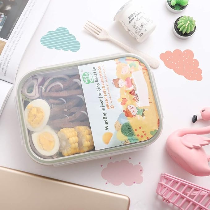 MISS BIG Bento Box for Kids,Ideal Leak Proof,Mom’s Choice Kids Lunch Box, No BPAs and No Chemical Dyes,Microwave and Dishwasher Safe Lunch Containers(White)