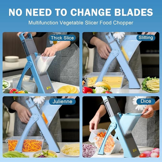 Safe Mandoline Slicer Plus, Adjustable Vegetable Chopper, Potato & Veggie Salad Chopper, Food Slicer, Gift for Mom, Kitchen Gadget