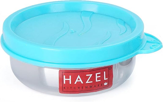 HAZEL Stainless Steel Airtight Containers for Storage | Small Storage Containers for Kitchen & Tiffin Boxes with Leak Proof Lid, 90 ML