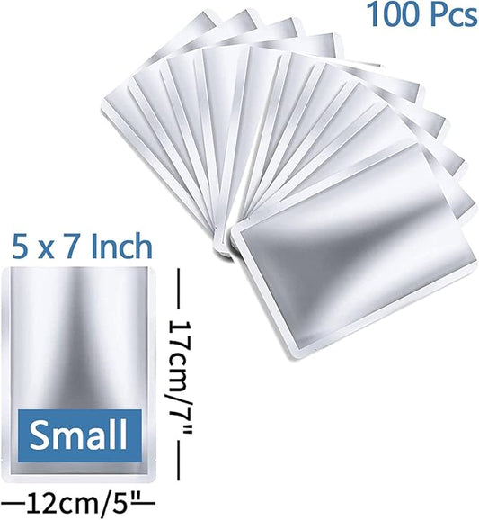 100 Pieces 5 x 7 Inch Mylar Bags Small, 5 Mil Mylar Bags for Food Storage Coffee Beans Dry Food, Thick Sealable Mylar Bag Small Size