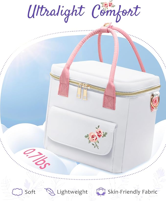 Small Insulated Lunch Bag Box Women - Leakproof Water-Repellent Lightweight Cooler with Removable Strap for Work Picnic - Teacher Mothers Day Christmas Birthday Gifts