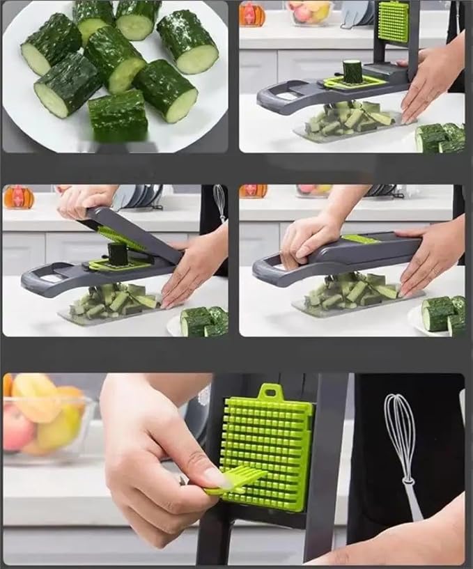 OUR NEW 2024 Multifunctional Vegetable Cutter Fruit Chopper Slicer Cutting Tool Manual 16 IN 1 Vegetable Cutter, 61.5X34.5X51 cm, Gray