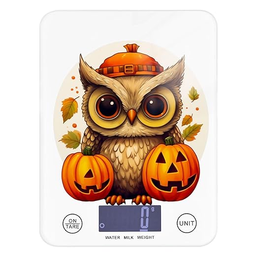 Food Scale Kitchen Scale Food Scales Digital Weight Grams and Ounces Small Electronic Food Scale for Baking Cooking Fall Owls and Pumpkins
