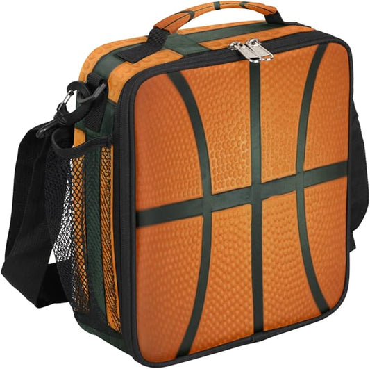 Basketball Kids Lunch Box Insulated Lunch Bag Tote for Girls Boys Cooler Freezable Meal Prep Bag with Shoulder Strap Waterproof Lunch Container for School Office Picnic