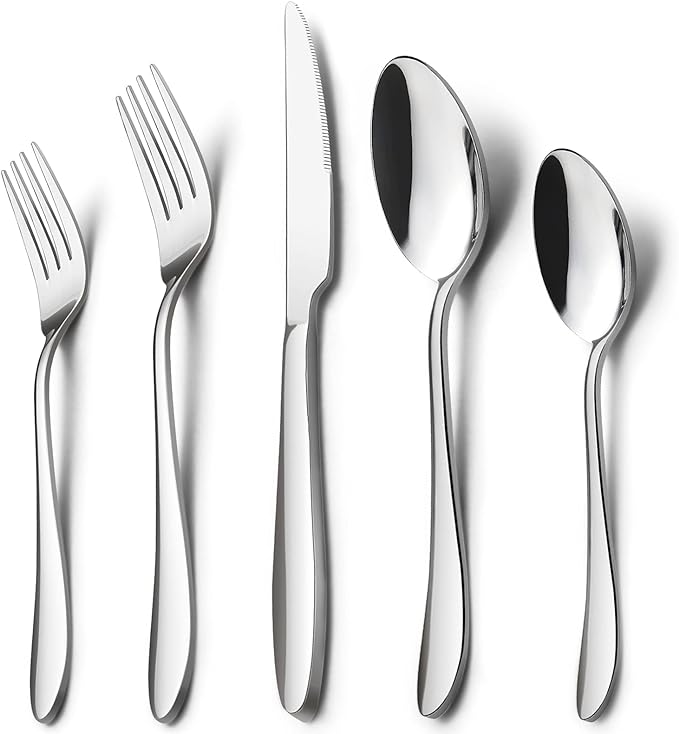HaWare Silverware Set, 10-Piece Flatware Set, Stainless Steel Cutlery Set for Couples/Singles/Students, Service for 2, Mirror Polished, Dishwasher Safe