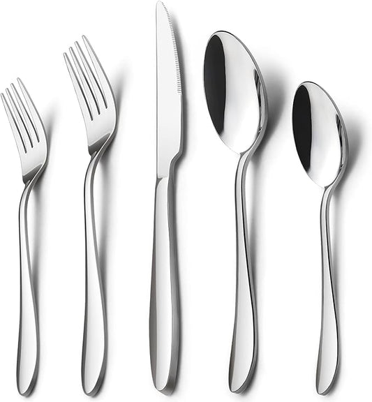 HaWare Silverware Set, 10-Piece Flatware Set, Stainless Steel Cutlery Set for Couples/Singles/Students, Service for 2, Mirror Polished, Dishwasher Safe
