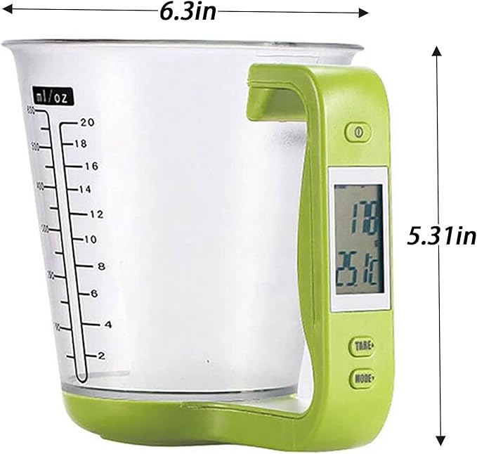 1Pcs Digital kitchen Electronic Measuring Cup Scale Household Jug Scales with LCD Display Temp Measurement 16x12.5x13.5cm (green)