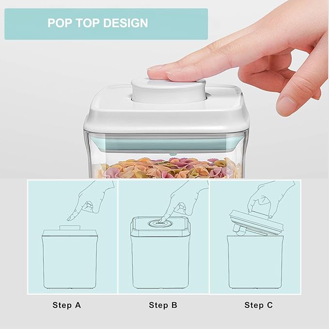 Pop Containers with Lids - Stackable Airtight Food Storage, Kitchen Pantry Storage Containers for Snacks Candy Salt Herbs Spices BPA-Free (500ML+1200ML+1800ML)