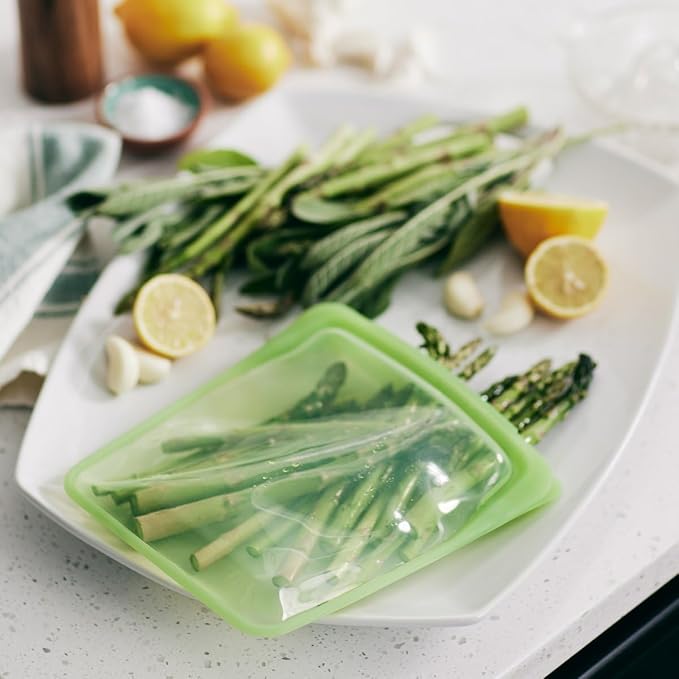 Stasher Premium Silicone Reusable Food Storage Quart Bag, Clear, Microwave, Sous Vide, Dishwasher, Oven and Freezer Safe, BPA Free, Leak-free, Eco-friendly, 64 Oz