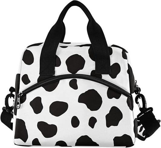 Milk Cow Dot Skin Insulated Lunch Bag Reusable Lunch Tote Bag Cooler Bag for Women Men Adult Lunch Box with Adjustable Shoulder Strap Leakproof Lunch Bag for Work School Picnic Camping