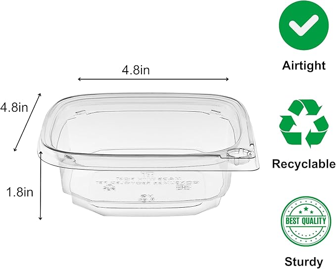 8oz Tamper Evident Square Deli Container - Lid Sold Separately - for Accessories, Lego, Crafts, Candy, Cookie, Fruit (Case of 500)