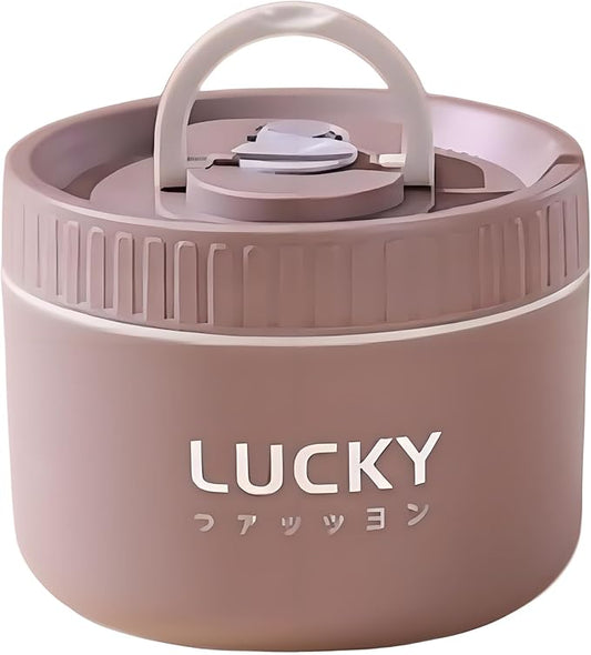 Stainless Steel Lunch Box, 3-Tier Insulated Bento Box Microwave Safe Soup Bowl for Adults, Thermal Food Container for Office Workers (Brown, 1pcs, 600ml)