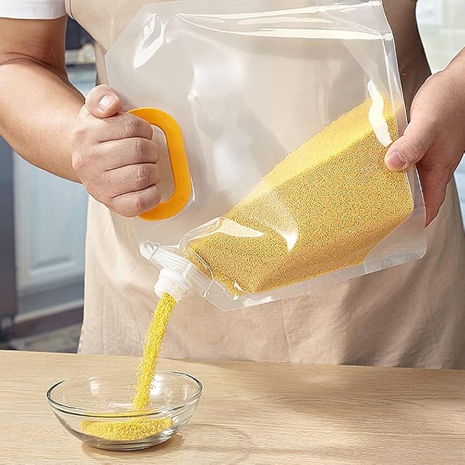 Saim Moisturize Proof Storage Bags, 5Pcs Reusable Plastic Bags Emergency Water Storage Large Capacity Clear Cereal Dry Food Containers Stand Up Grain Sealed Bag with Funnel (5L)