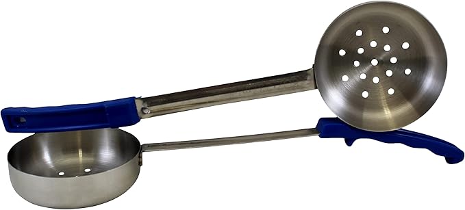8 Ounce Slotted Stainless Steel Portion Control Ladle Spoon for Measuring and Serving; Commercial Grade Serving Scoops [Pack of 2]