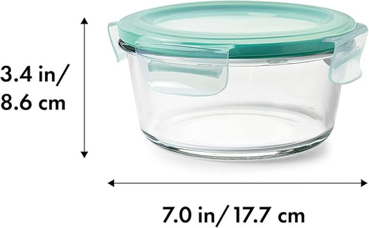 OXO Good Grips 4 Cup Smart Seal Leakproof Glass Round Airtight Food Storage Container