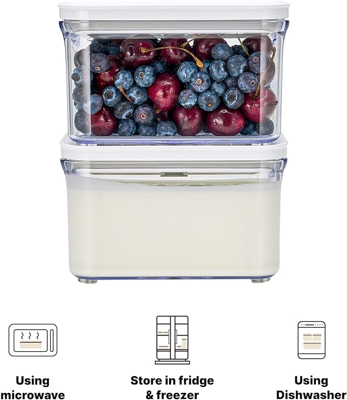 Premium Airtight Food Storage Containers, Rectangular 2PC(1.06qt), Smart One-Click Seal Lid, No Hinges, Patented Double Silicone Lining, 100% Leak Proof, BPA-FREE, Dishwasher, Microwave Safe
