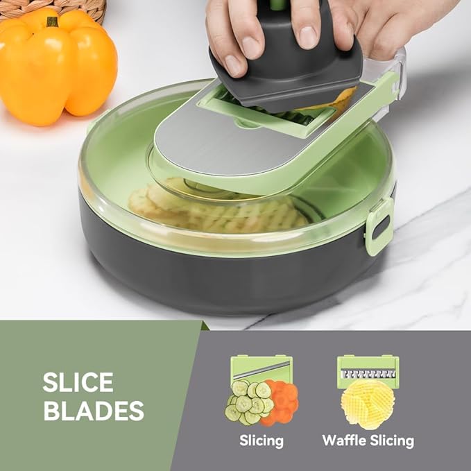 KEOUKE Vegetable Chopper Cutter 13 in 1 Veggie Chopper Slicer Dicer Pro Onion Chopper Food Chopper with Container and Hand Guard,9 Blades