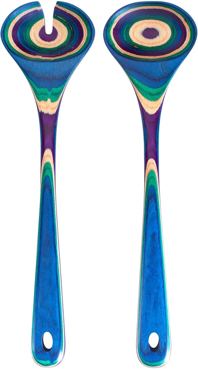 Totally Bamboo Baltique Mumbai Collection Wooden Salad Serving Utensil Set, 11-3/4" Long, One Pair