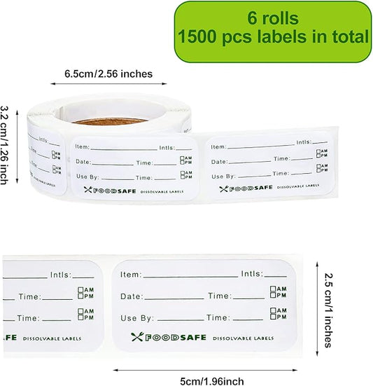 Outus 1500 Pieces Food Labels for Containers 1 x 2 Inch Expiration Date Stickers Washable Meal Prep Food Storage Labels Freezer Tape Easy to Write for Home Kitchen Restaurant Supplies