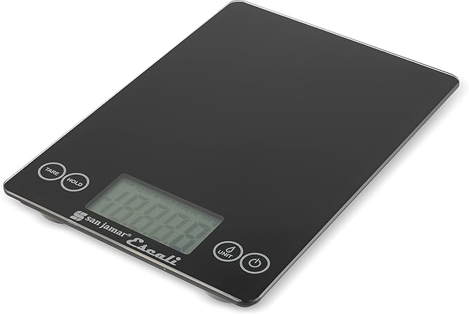 San Jamar Escali Glass Digital Food Scale, Black