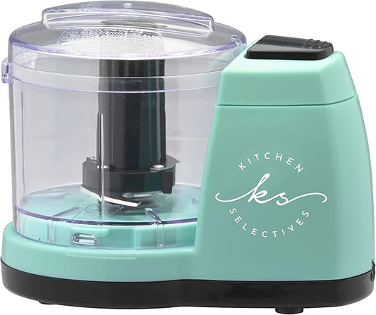 Mini Chopper by Select Brands - Mini Electric Food Chopper for Kitchen Appliances - Features Dishwasher-Safe Parts - Chops, Minces & Dices - 1 1/2 Cups, Mint Green
