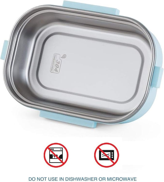 Lille Home Stainless Steel Leakproof Bento Lunch Box/Metal Food Container with Insulated Lunch Bag, BPA Free, 22 Ounces, Blue
